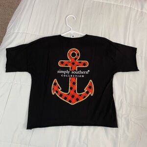 Simply Southern Shortie Anchor Tee in Black Size Large